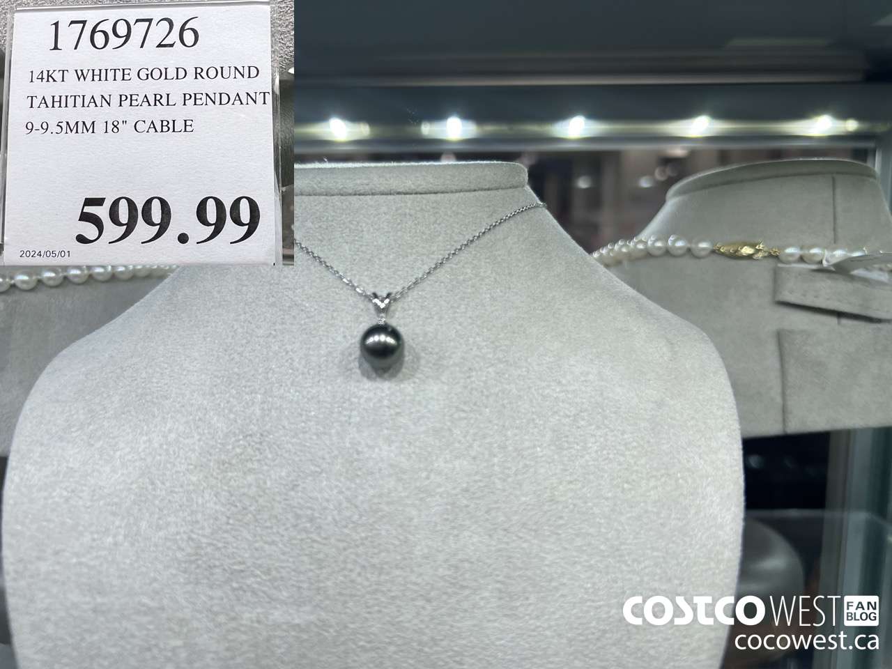 1769726 14KT WHITE GOLD ROUND TAHITIAN PEARL PENDANT 9-9.5MM 18