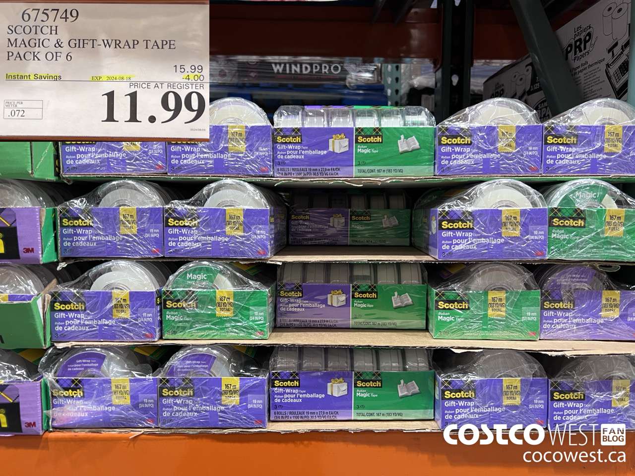 675749 3M SCOTCH MAGIC TAPE/GIFT WRAP TAPE 6PK ($4.00 INSTANT SAVINGS EXPIRES ON 2024-08-18) $11.99