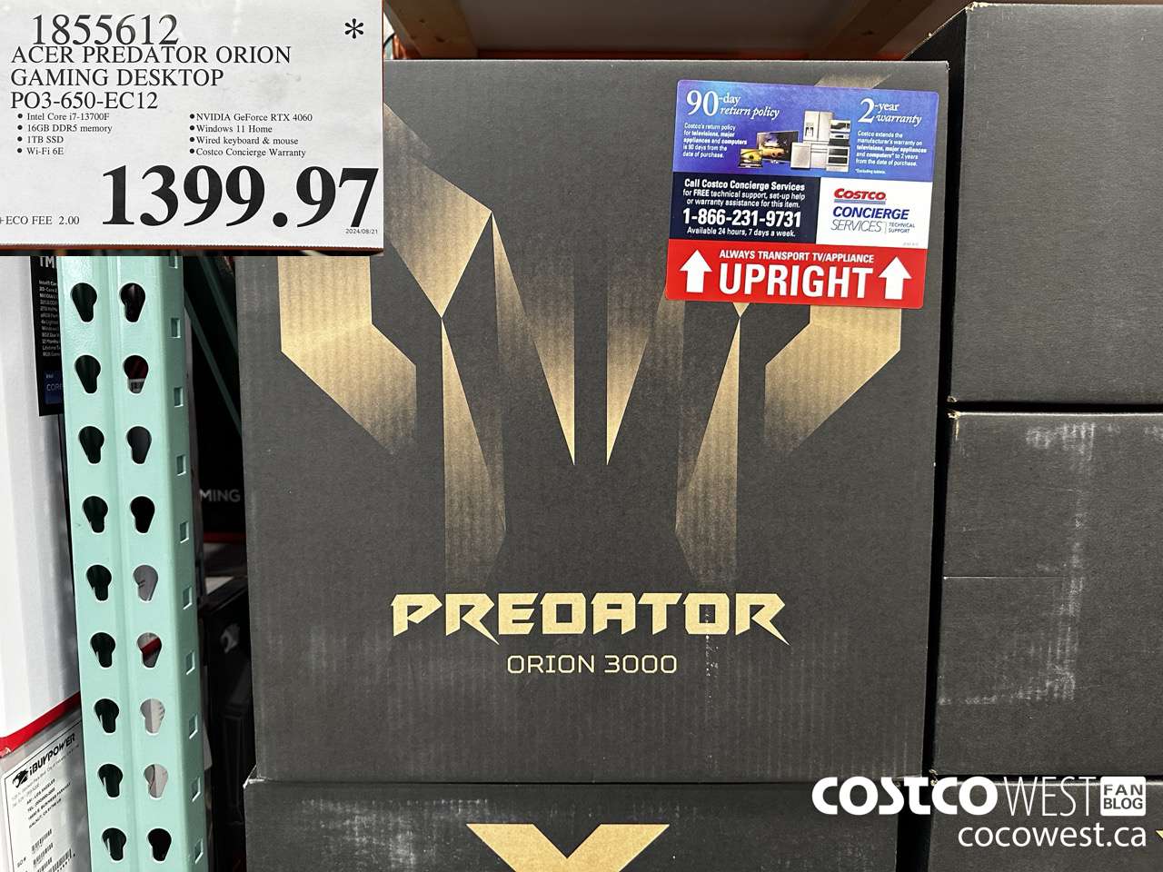 1855612 ACER PREDATOR ORION GAMING DESKTOP PO3-650-EC12 $1399.97
