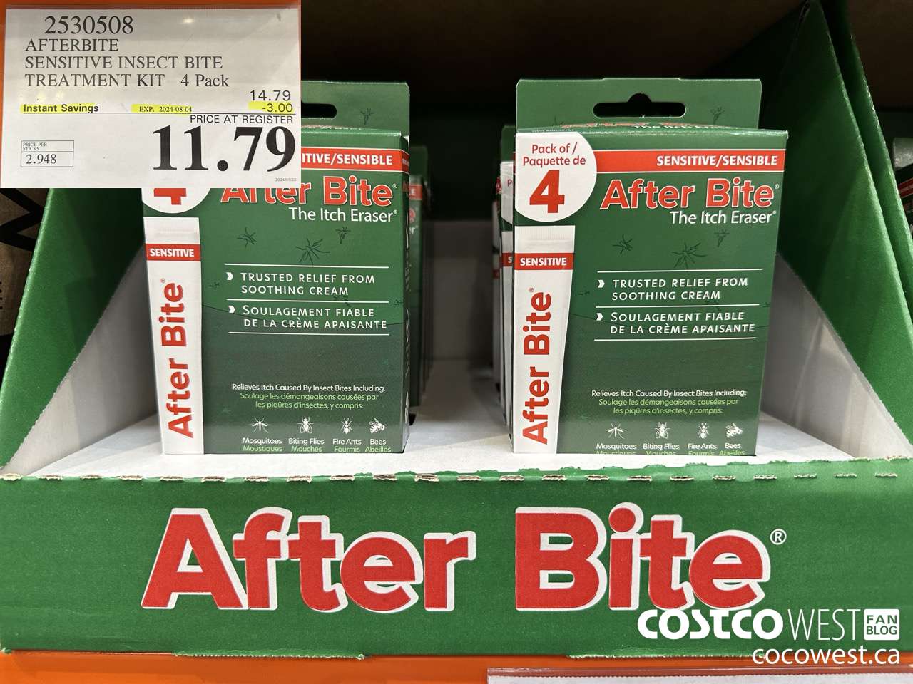 2530508 AFTERBITE SENSITIVE INSECT BITE TREATMENT KIT 4 PACK ($3.00 INSTANT SAVINGS EXPIRES ON 2024-08-04) $11.79