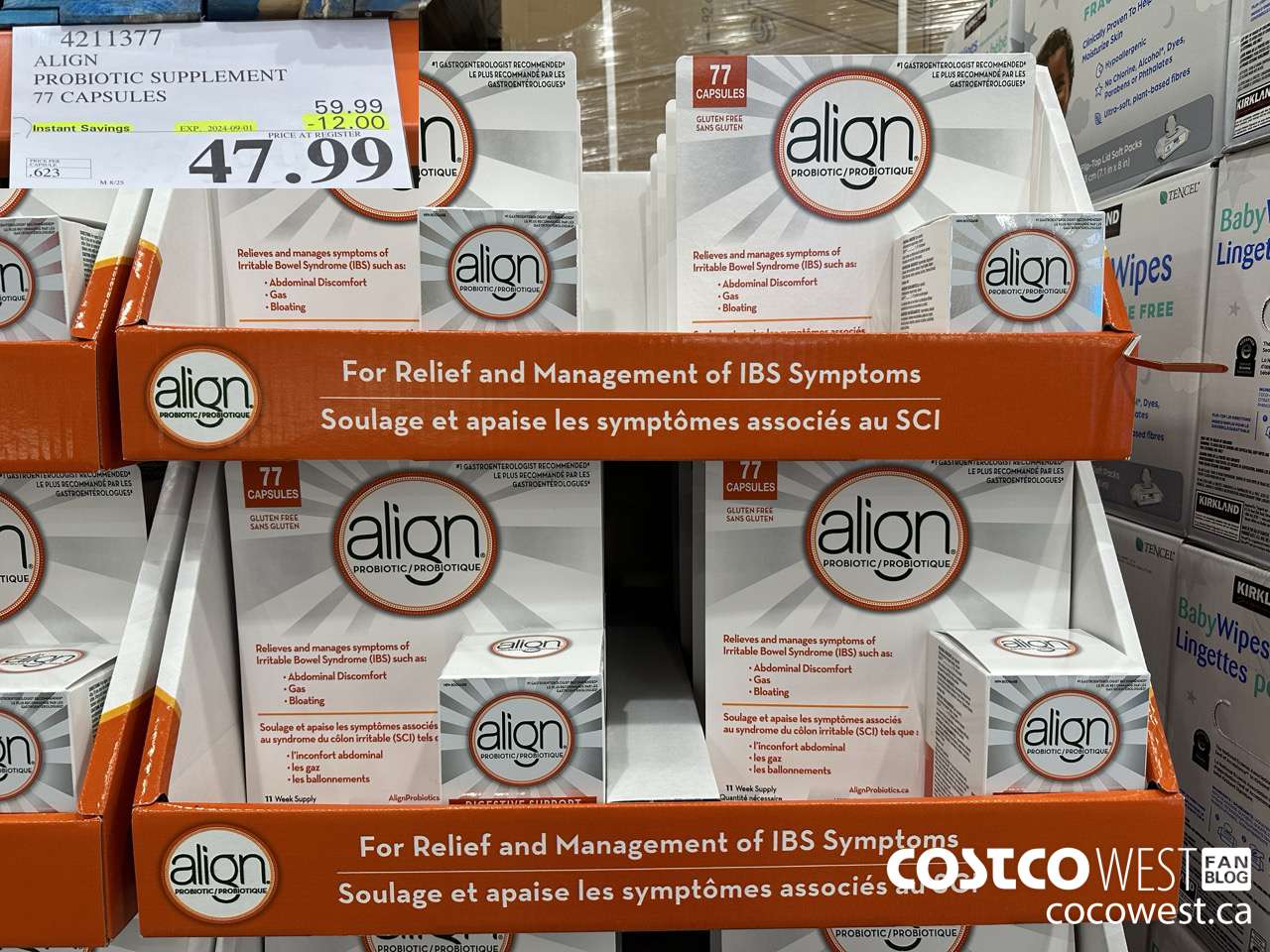 4211377 ALIGN PROBIOTIC SUPPLEMENT 77 CAPSULES ($12.00 INSTANT SAVINGS EXPIRES ON 2024-09-01) $47.99
