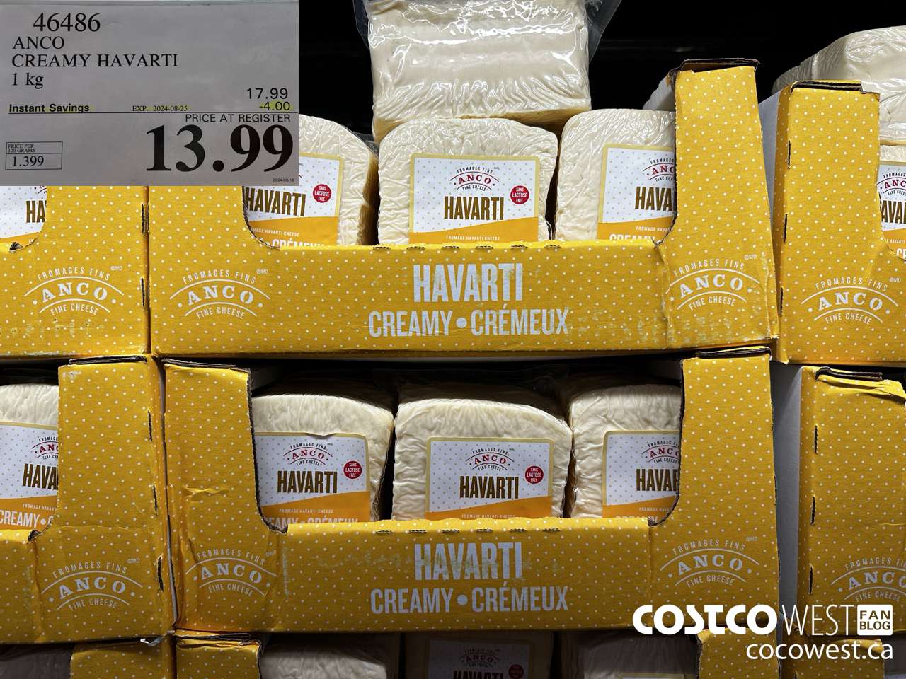 46486 ANCO CREAMY HAVARTI 1KG ($4.00 INSTANT SAVINGS EXPIRES ON 2024-08-25) $13.99