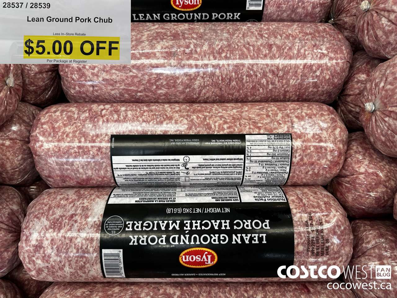 28537 (AND 28539) LEAN GROUND PORK CHUB ($5.00 INSTANT SAVINGS)