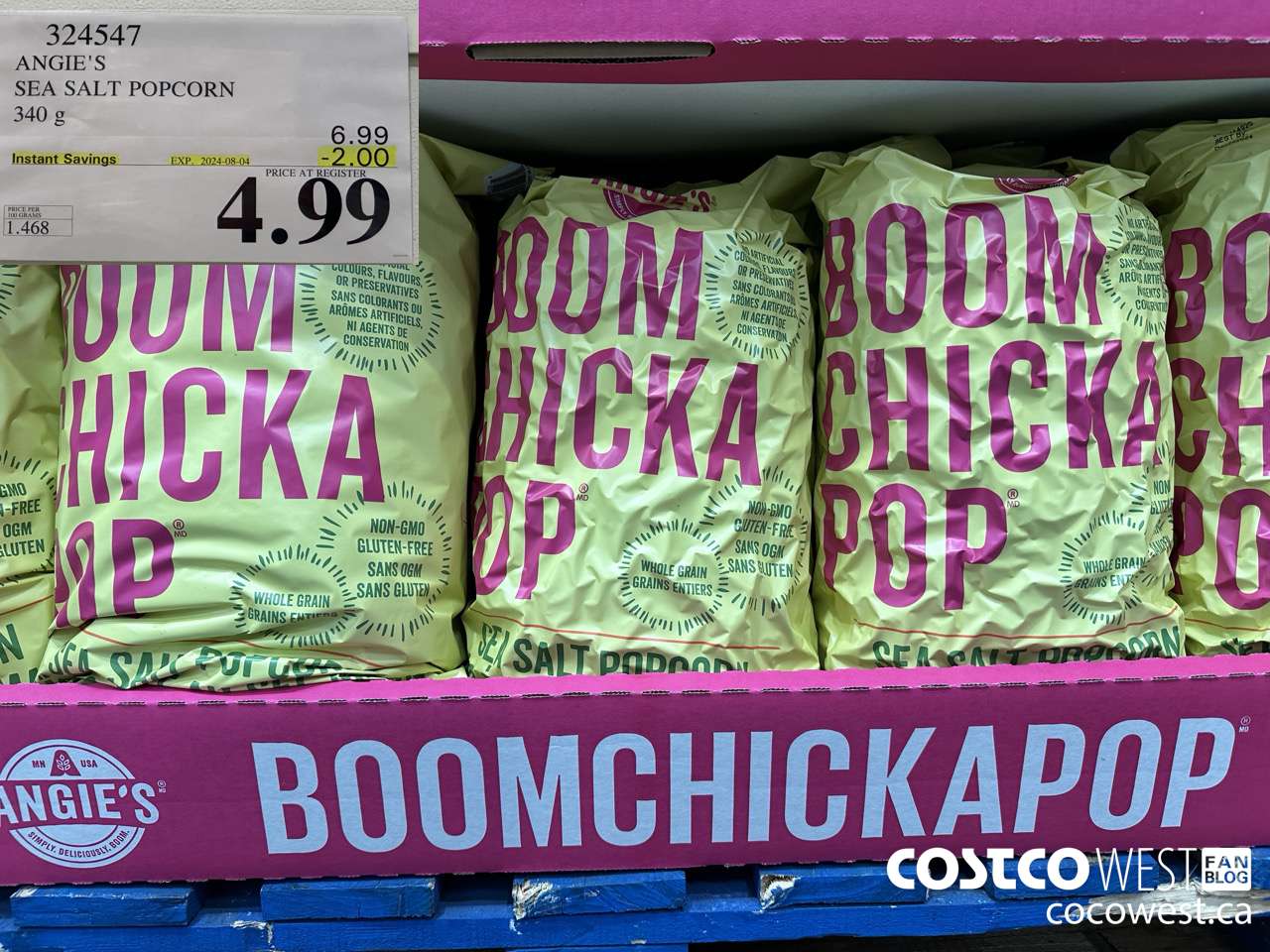 324547 ANGIE'S SEA SALT POPCORN 340 G ($2.00 INSTANT SAVINGS EXPIRES ON 2024-08-04) $4.99