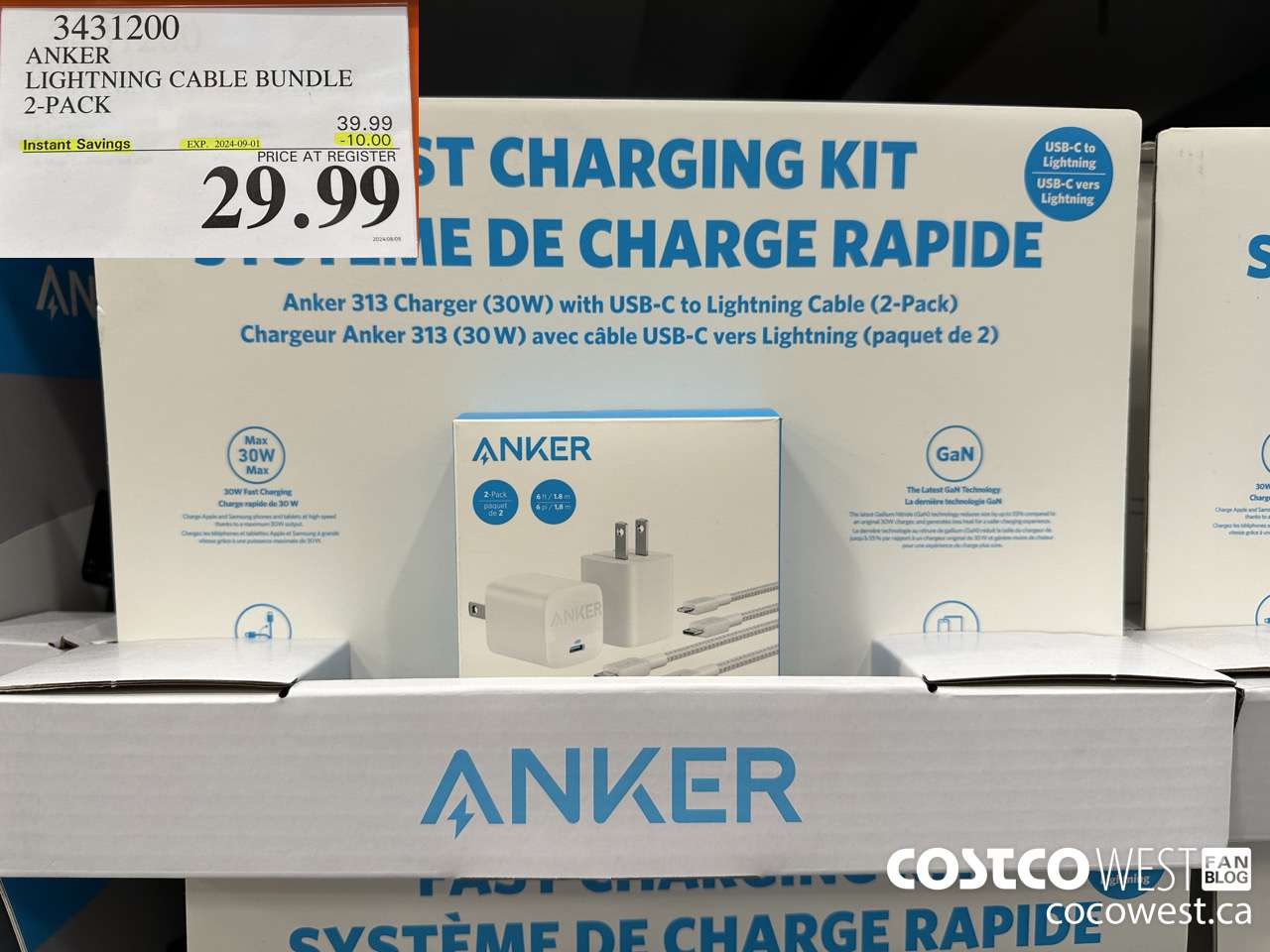 3431200 ANKER LIGHTNING CABLE BUNDLE 2-PACK ($10.00 INSTANT SAVINGS EXPIRES ON 2024-09-01) $29.99