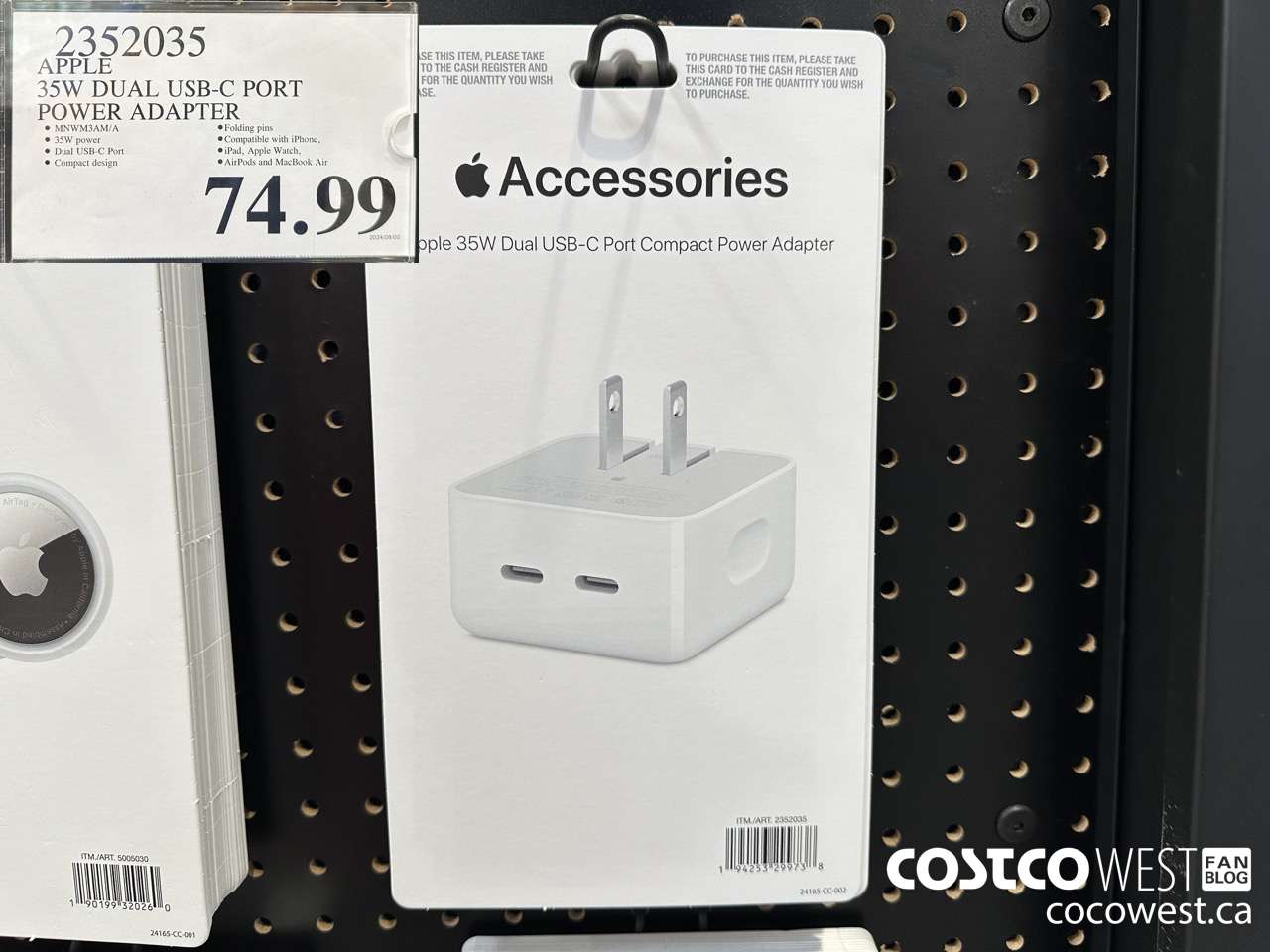 2352035 APPLE 35W DUAL USB-C PORT POWER ADAPTER $74.99