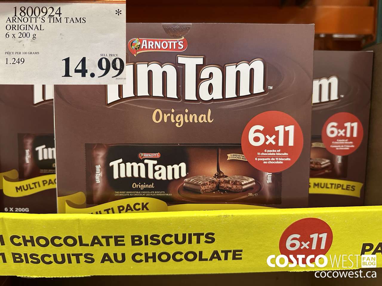 1800924 ARNOTT'S TIM TAMS ORIGINAL 6 X 200G $14.99