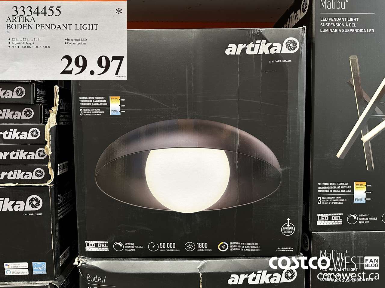 3334455 ARTIKA BODEN PENDANT LIGHT $29.97