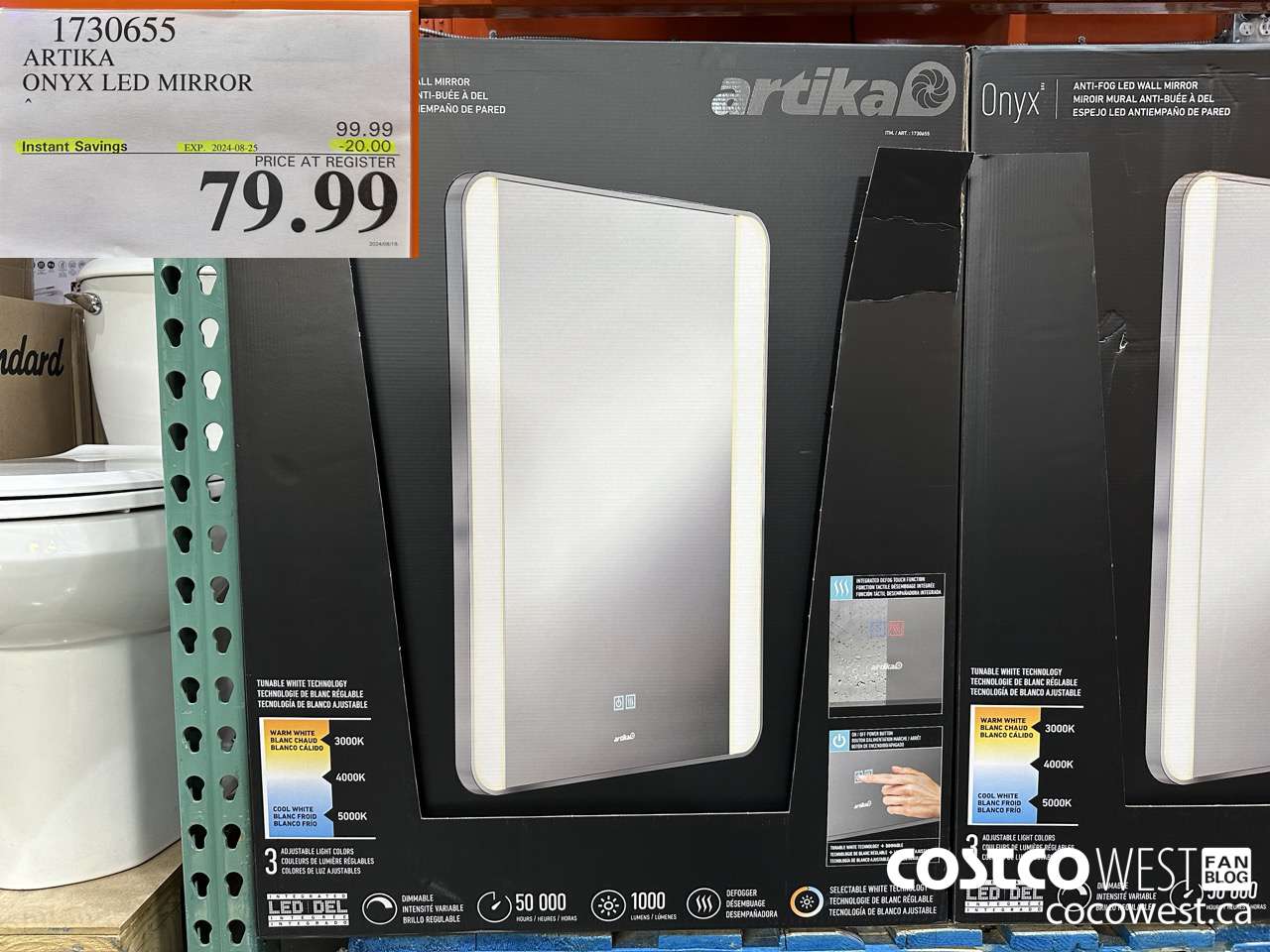 1730655 ARTIKA ONYX LED MIRROR ($20.00 INSTANT SAVINGS EXPIRES ON 2024-08-25) $79.99