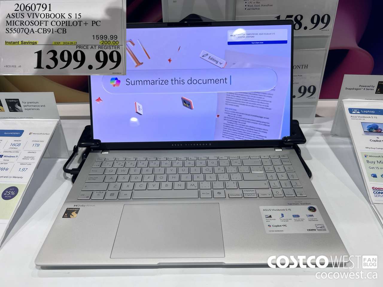 2060791 ASUS VIVOBOOK S 15 MICROSOFT COPILOT + PC S5507QA-CB91-CB ($200.00 INSTANT SAVINGS EXPIRES ON 2024-09-15) $1399.99