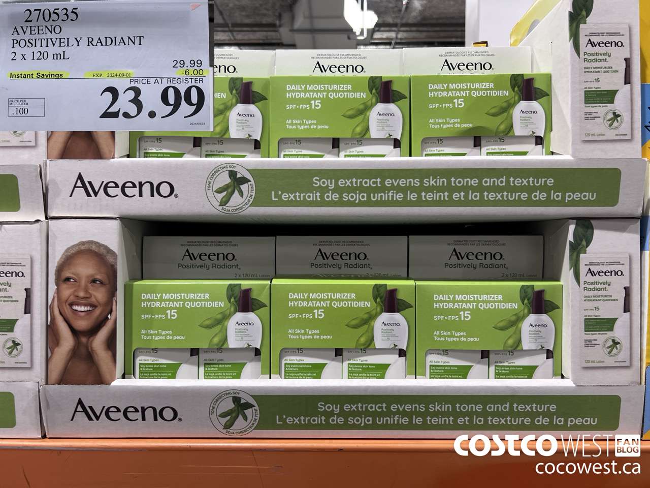 270535 AVEENO POSITIVELY RADIANT 2 X 120 ML ($6.00 INSTANT SAVINGS EXPIRES ON 2024-09-01) $23.99