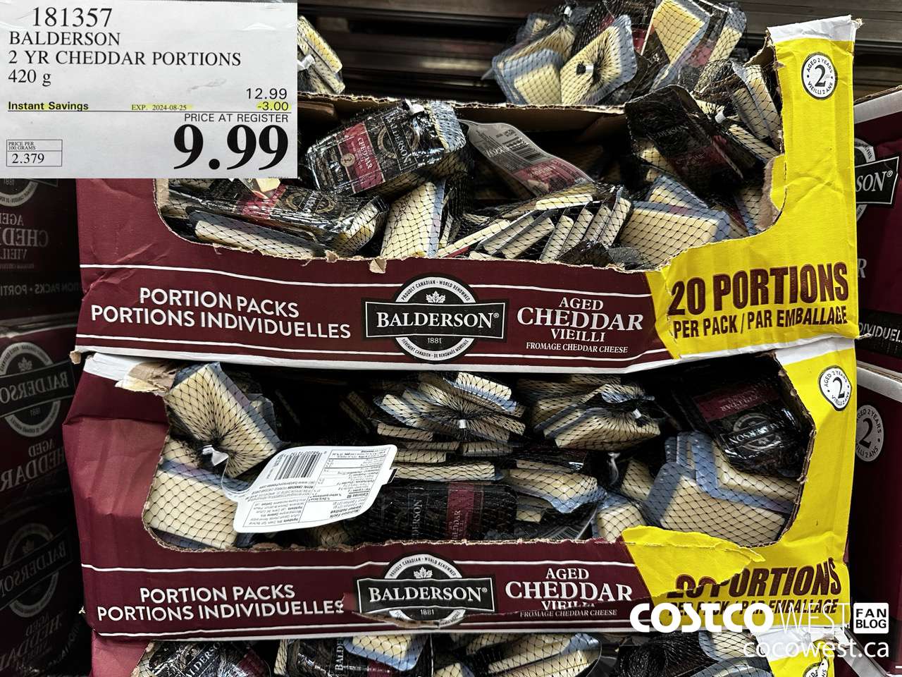 181357 BALDERSON 2 YR CHEDDAR PORTIONS 420G ($3.00 INSTANT SAVINGS EXPIRES ON 2024-08-25) $9.99