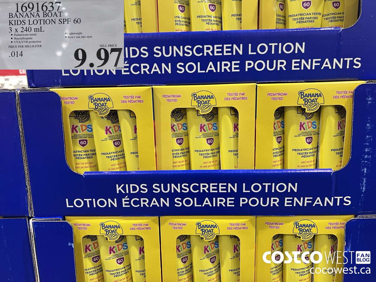 1691637 BANANA BOAT KIDS SUNSCREEN LOTION SPF60 3 x 240mL $9.97