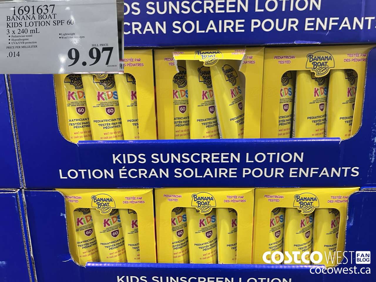 1691637 BANANA BOAT KIDS SUNSCREEN LOTION SPF60 3 x 240mL $9.97