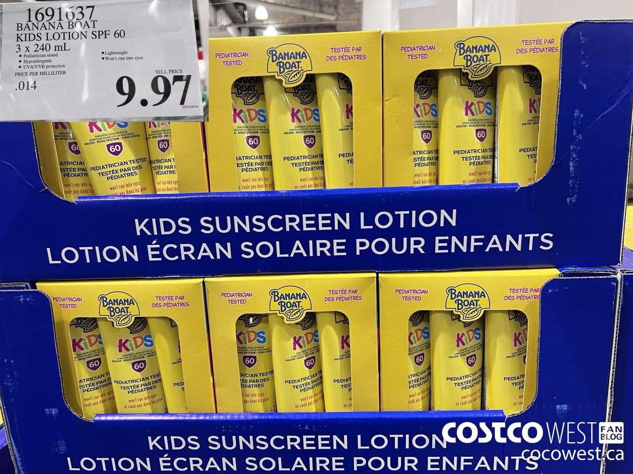 1691637 BANANA BOAT KIDS SUNSCREEN LOTION SPF60 3 x 240mL $9.97