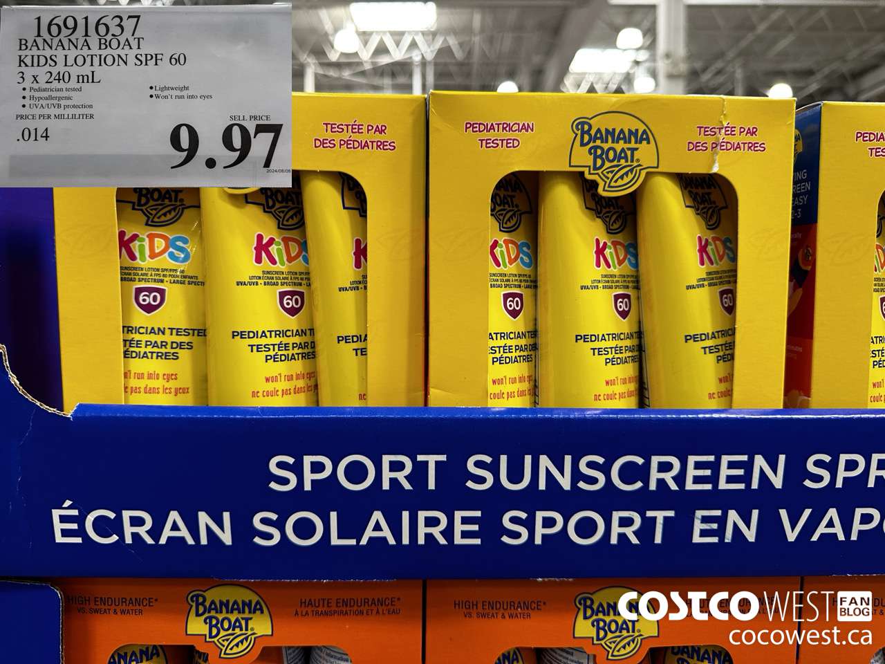 1691637 BANANA BOAT KIDS SUNSCREEN LOTION SPF60 3 x 240mL $9.97