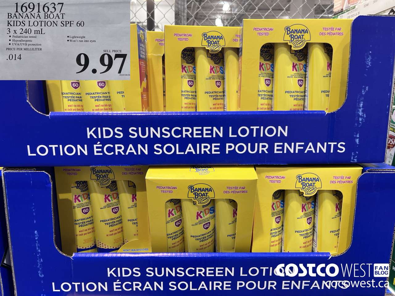 1691637 BANANA BOAT KIDS SUNSCREEN LOTION SPF60 3 x 240mL $9.97