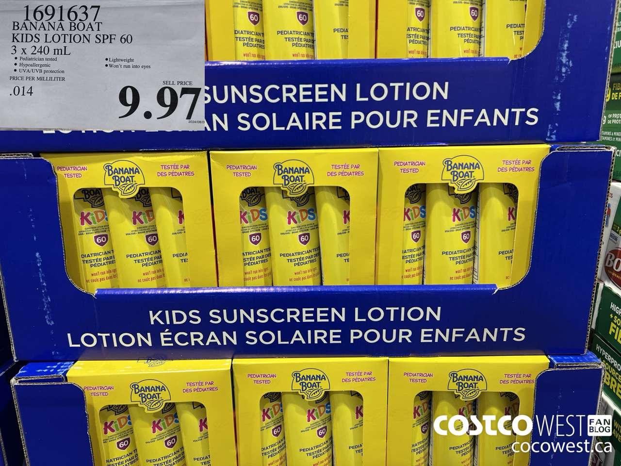 1691637 BANANA BOAT KIDS SUNSCREEN LOTION SPF60 3 x 240mL $9.97