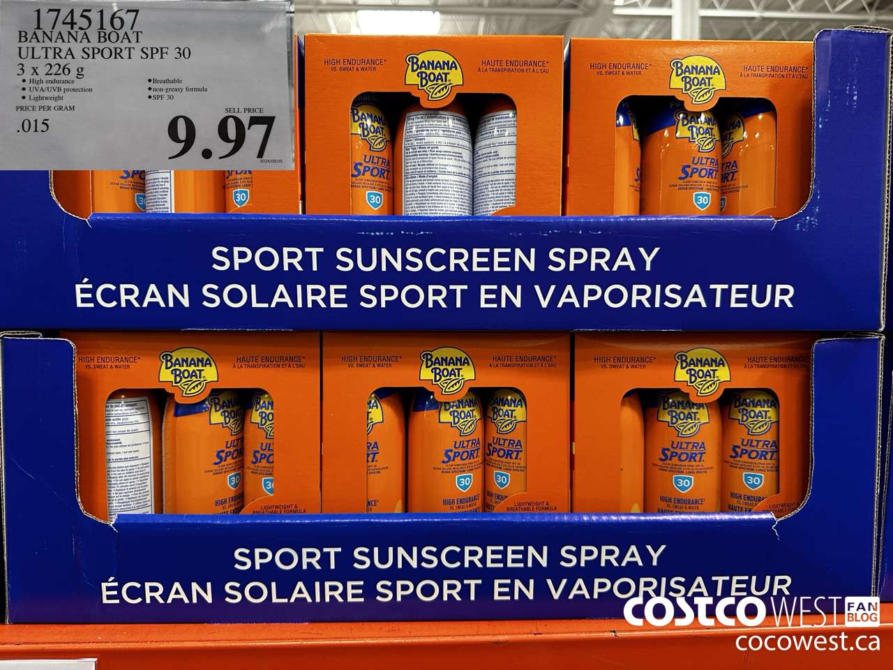 1745167 BANANA BOAT ULTRA SPORT SPF 30 3 X 226 G $9.97