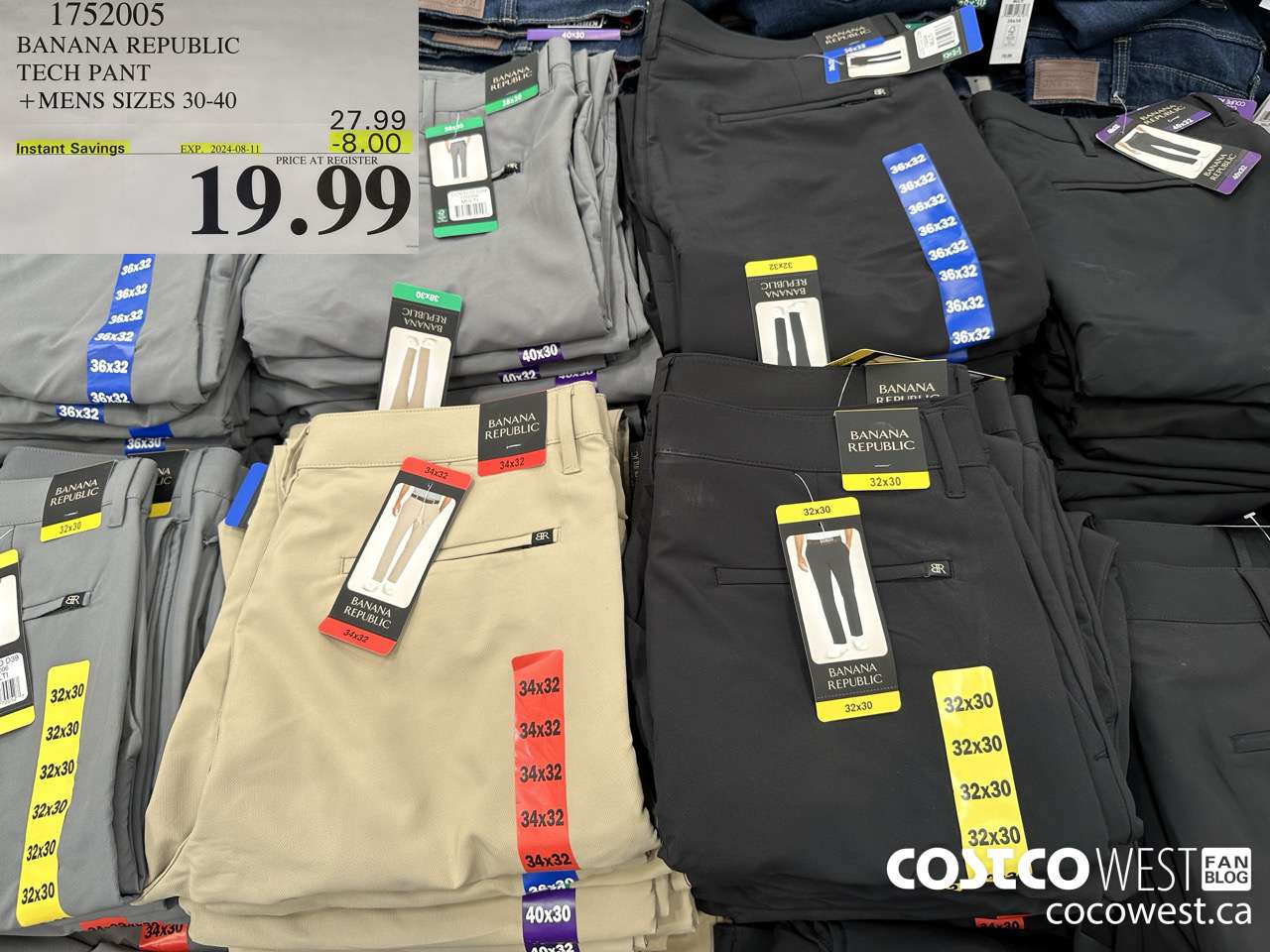 1752005 BANANA REPUBLIC TECH PANT MENS SIZES 30-40 ($8.00 INSTANT SAVINGS EXPIRES ON 2024-08-11) $19.99