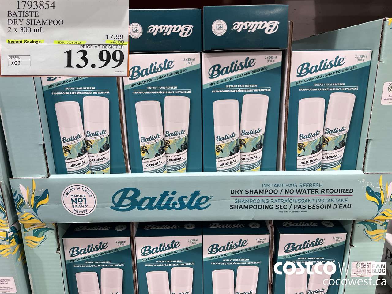1793854 BATISTE DRY SHAMPOO 2 X 300ML ($4.00 INSTANT SAVINGS EXPIRES ON 2024-08-25) $13.99