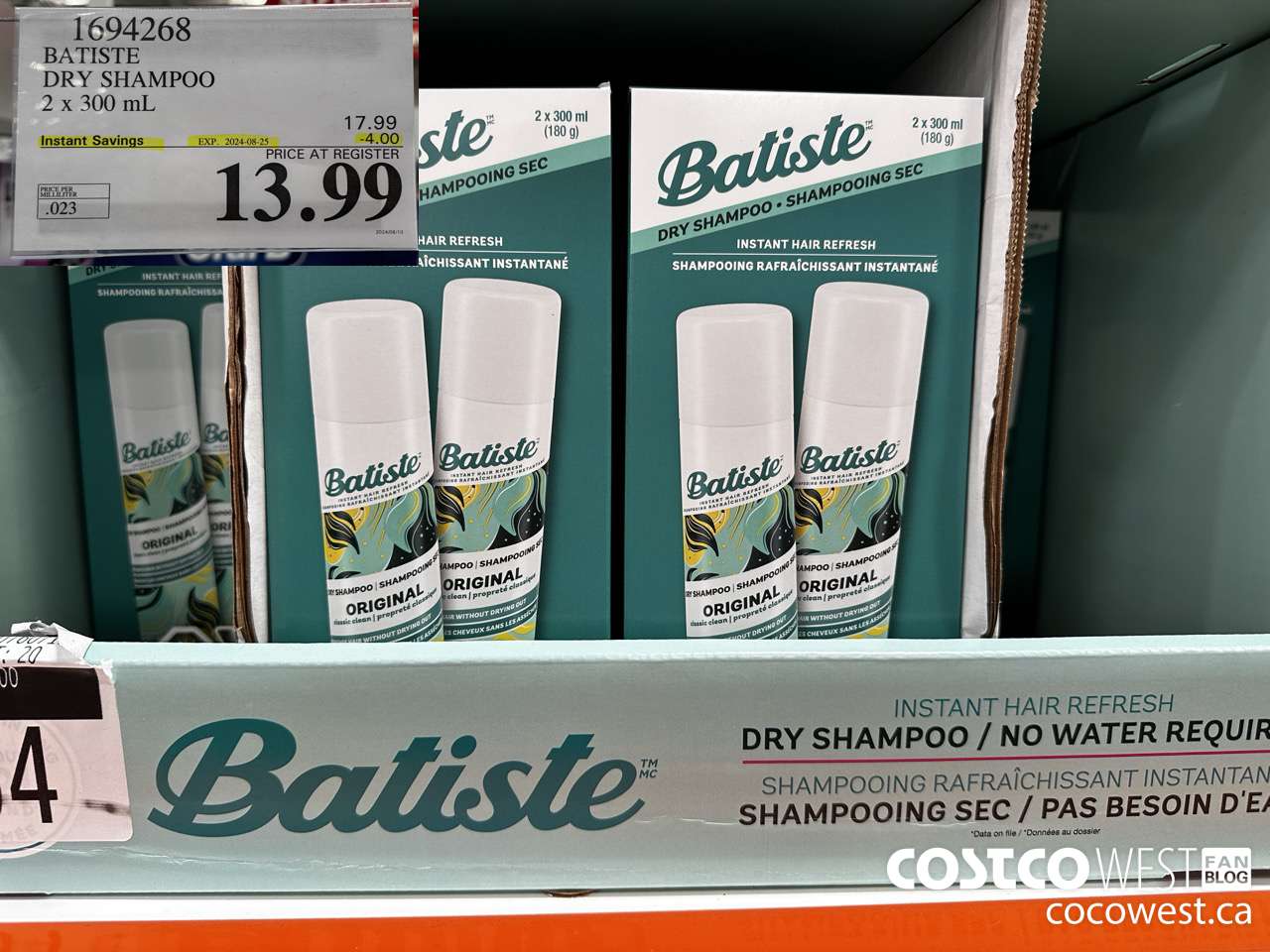 1694268 BATISTE DRY SHAMPOO 2 X 300 ML ($4.00 INSTANT SAVINGS EXPIRES ON 2024-08-25) $13.99