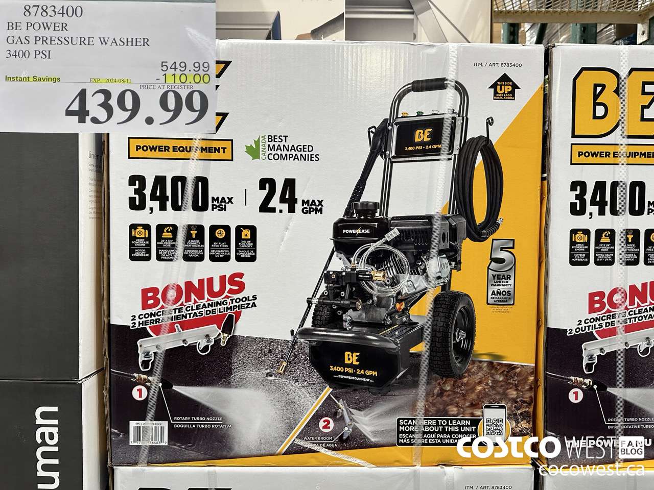 8783400 BE POWER PRESSURE WASHER 3400 PSI ($110.00 INSTANT SAVINGS EXPIRES ON 2024-08-11) $439.99