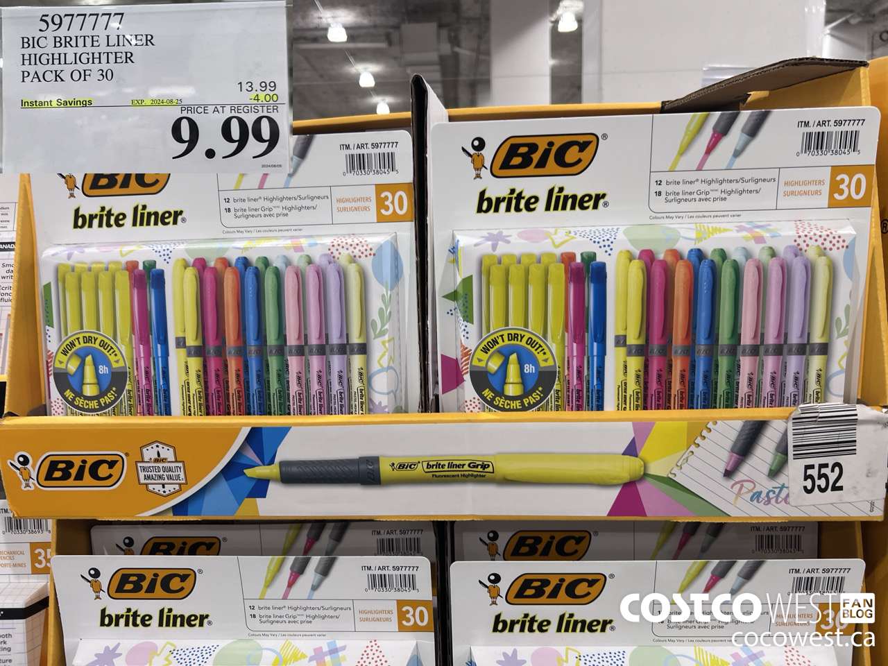 5977777 BIC BRITELINER HIGHLIGHTERS PACK OF 30 ($4.00 INSTANT SAVINGS EXPIRES ON 2024-08-25) $9.99
