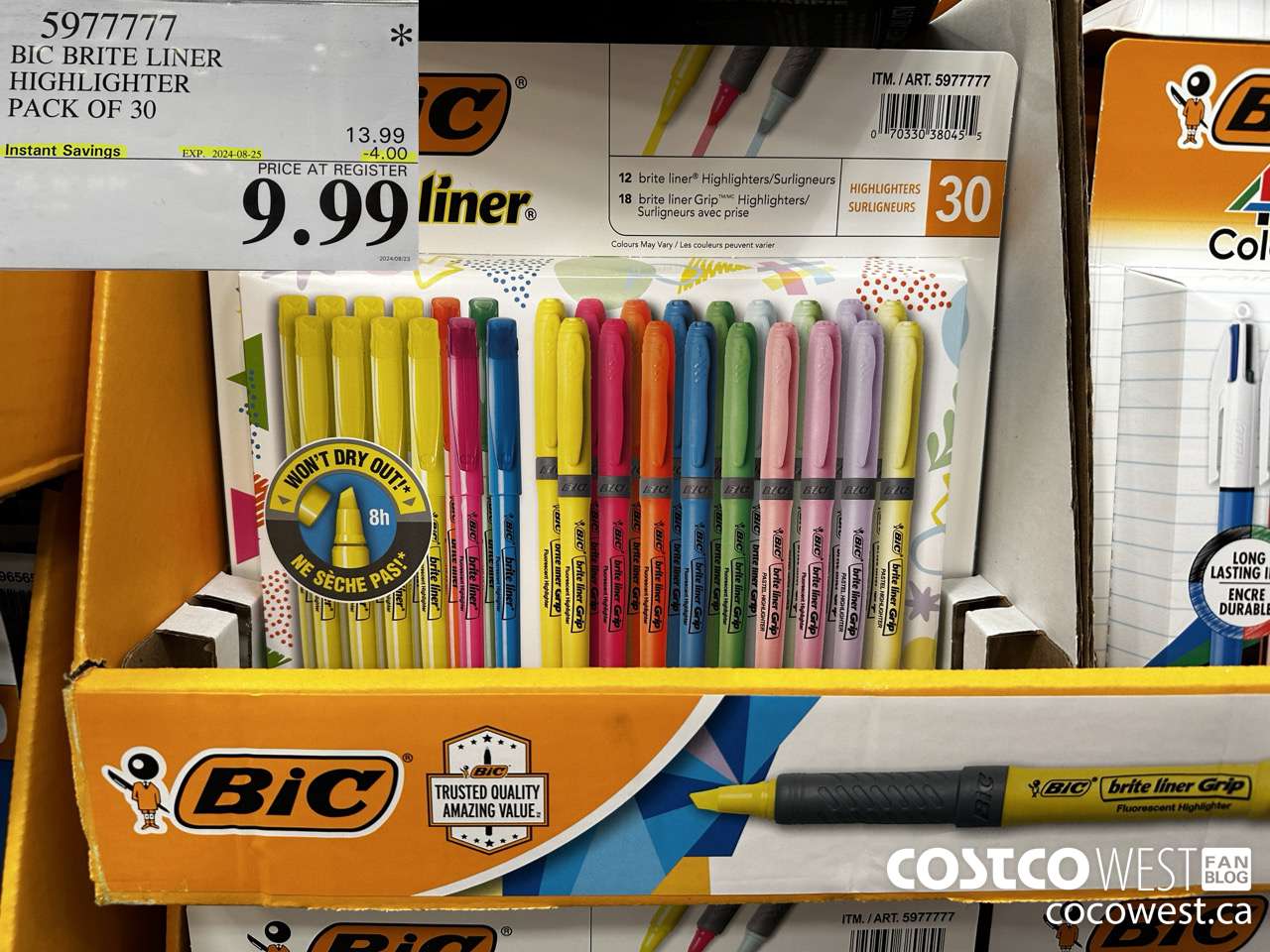 5977777 BIC BRITELINER HIGHLIGHTERS PACK OF 30 ($4.00 INSTANT SAVINGS EXPIRES ON 2024-08-25) $9.99