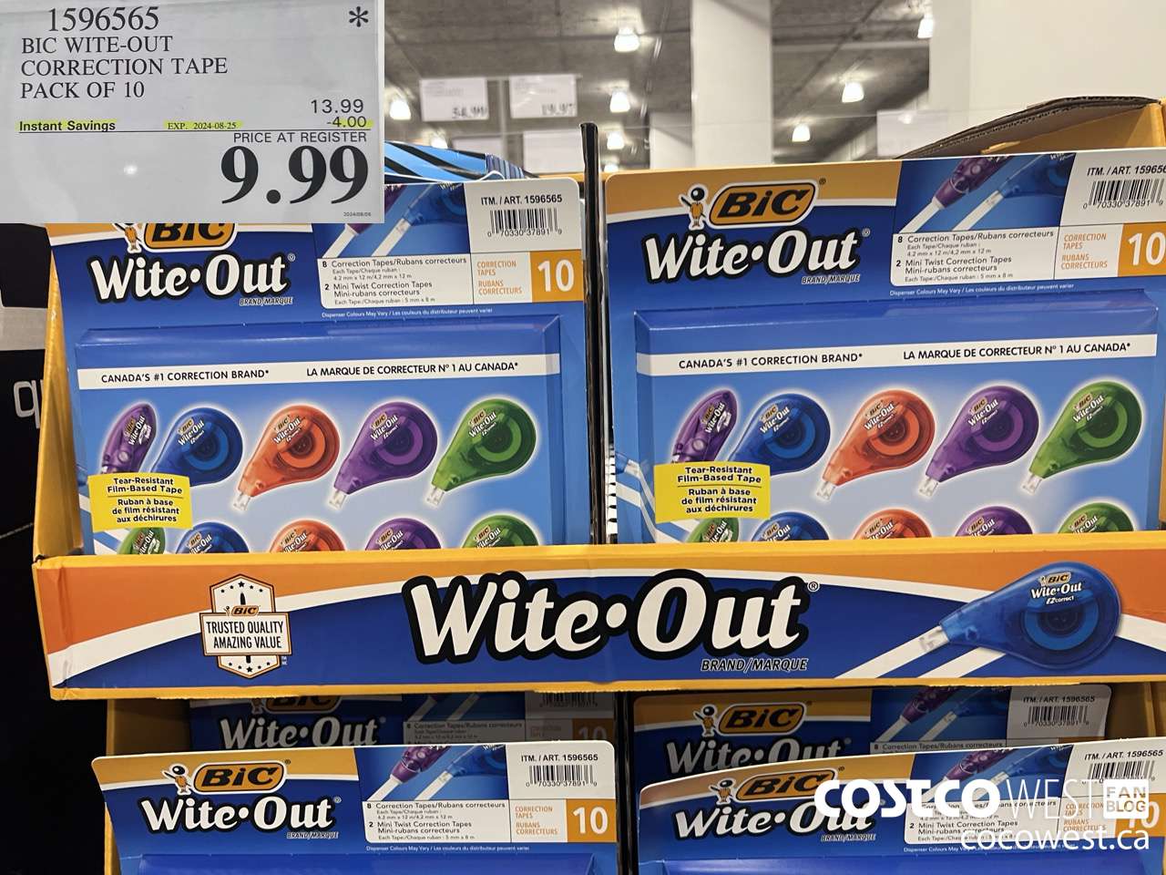1596565 BIC WITE-OUT CORRECTION TAPE PACK OF 10 ($4.00 INSTANT SAVINGS EXPIRES ON 2024-08-25) $9.99
