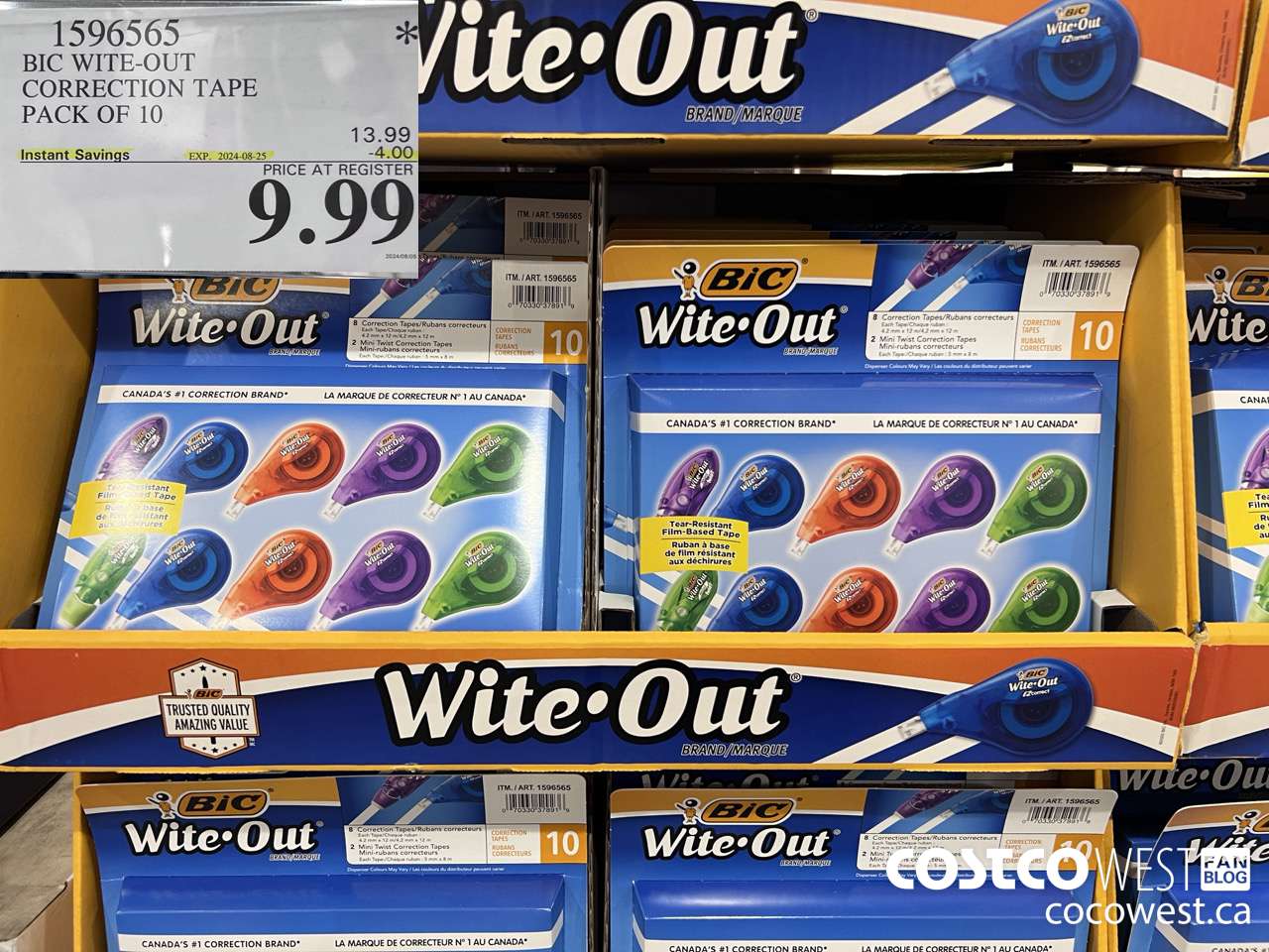 1596565 BIC WITE-OUT CORRECTION TAPE PACK OF 10 ($4.00 INSTANT SAVINGS EXPIRES ON 2024-08-25) $9.99
