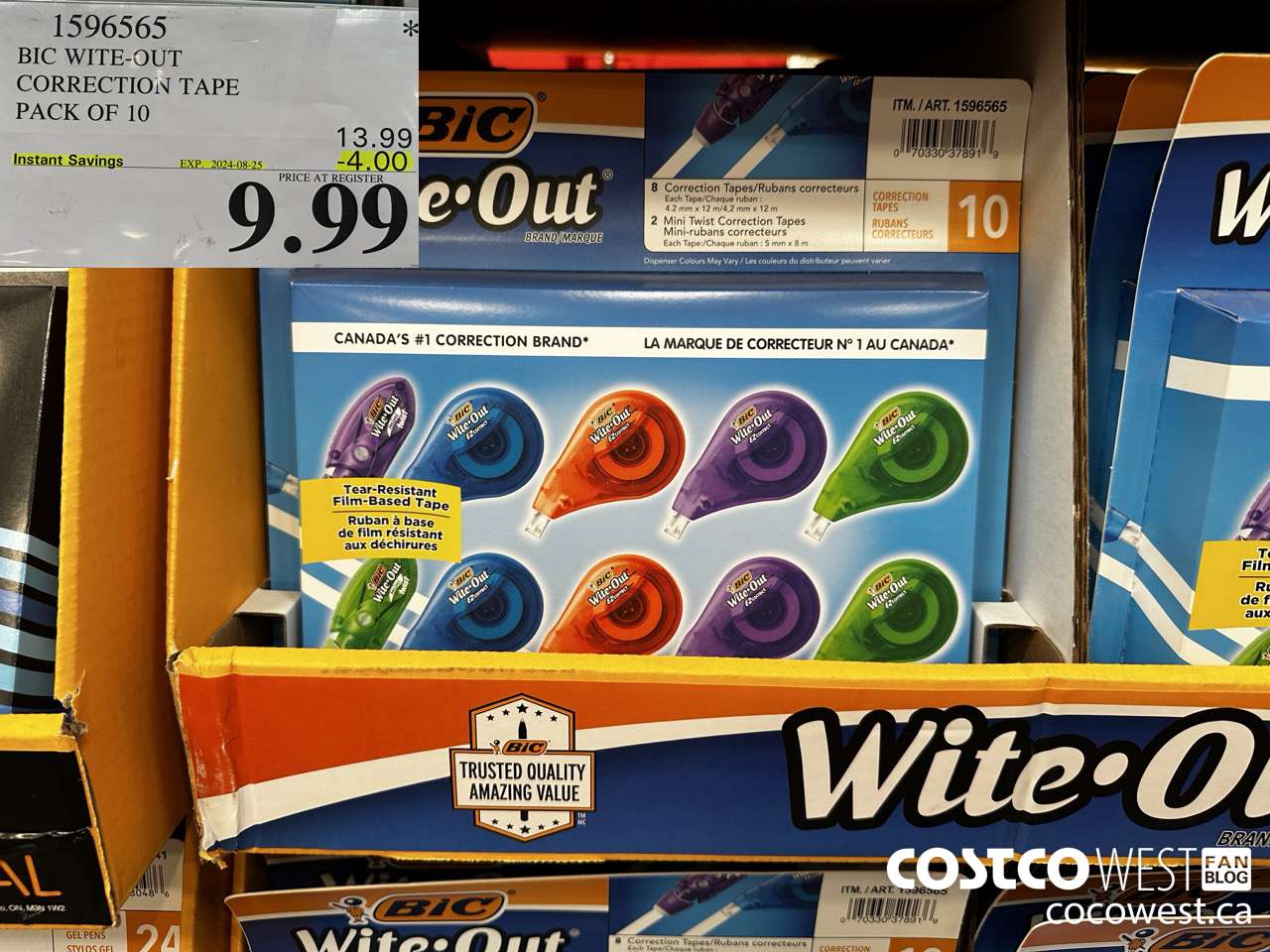 1596565 BIC WITE-OUT CORRECTION TAPE PACK OF 10 ($4.00 INSTANT SAVINGS EXPIRES ON 2024-08-25) $9.99