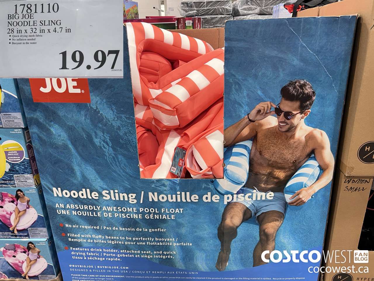 1781110 BIG JOE NOODLE SLING 28 IN X 32 IN X 4.7 IN $19.97