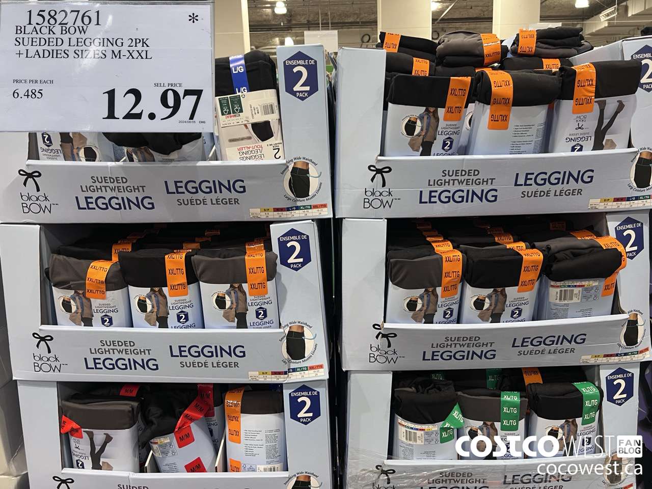 1582761 BLACK BOW SUEDED LEGGINGS 2PK LADIES SIZES M-XXL $12.97