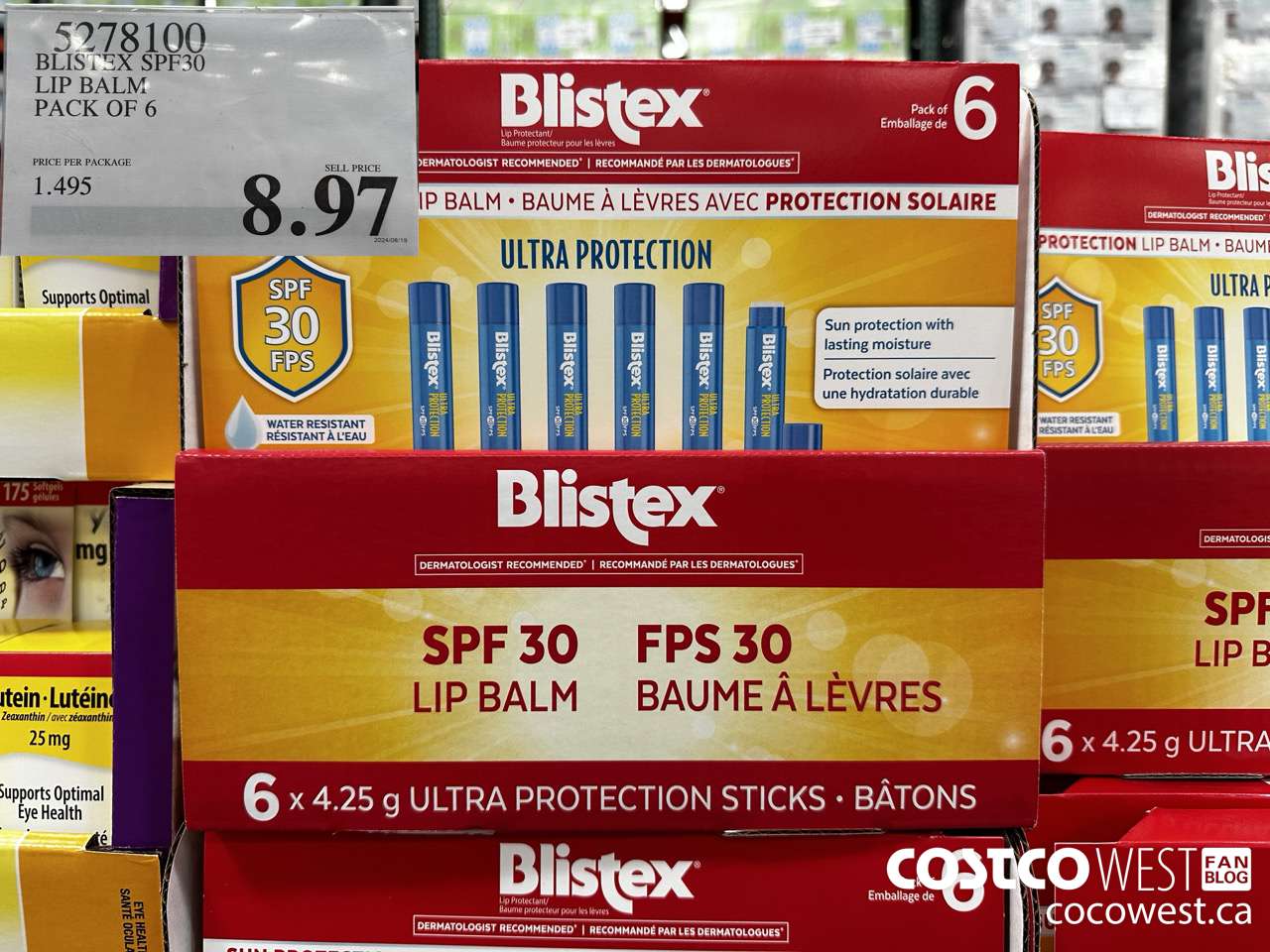5278100 BLISTEX SPF30 LIP BALM PACK OF 6 $8.97