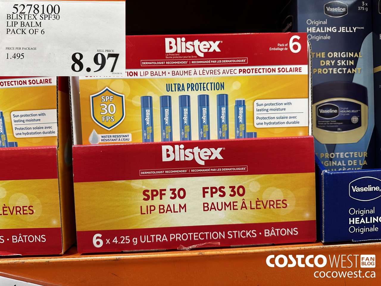 5278100 BLISTEX SPF30 LIP BALM PACK OF 6 $8.97