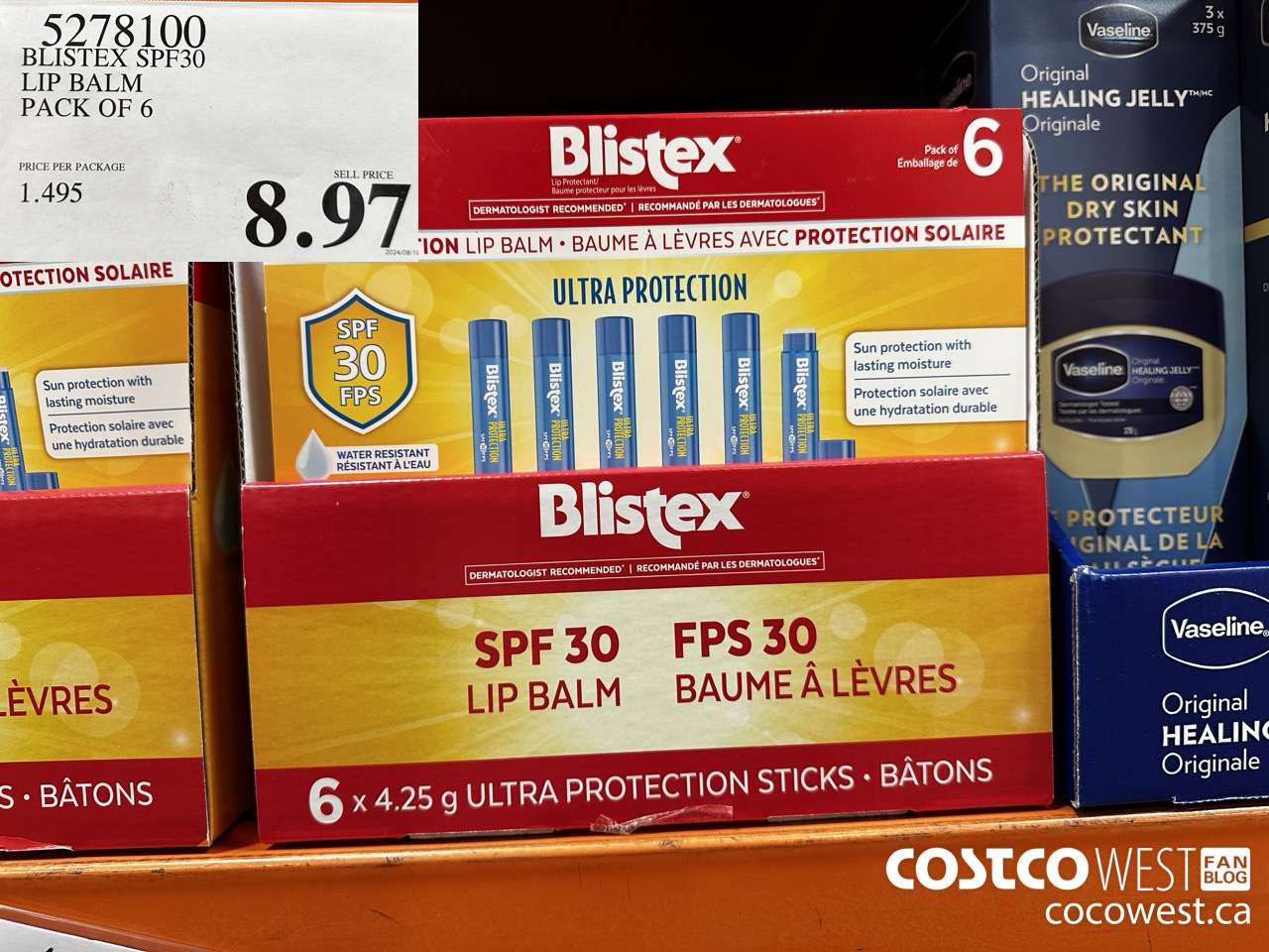5278100 BLISTEX SPF30 LIP BALM PACK OF 6 $8.97