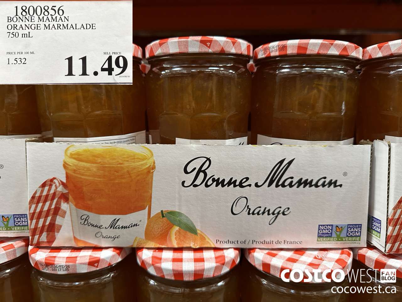 1800856 BONNE MAMAN ORANGE MARMALADE 750ML $11.49