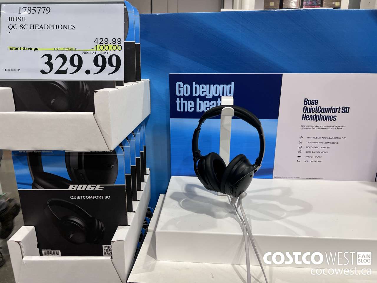 1785779 BOSE QUIET COMFORT OVER-THE-EAR WIRELESS HEADPHONES ($100.00 INSTANT SAVINGS EXPIRES ON 2024-08-11) $329.99