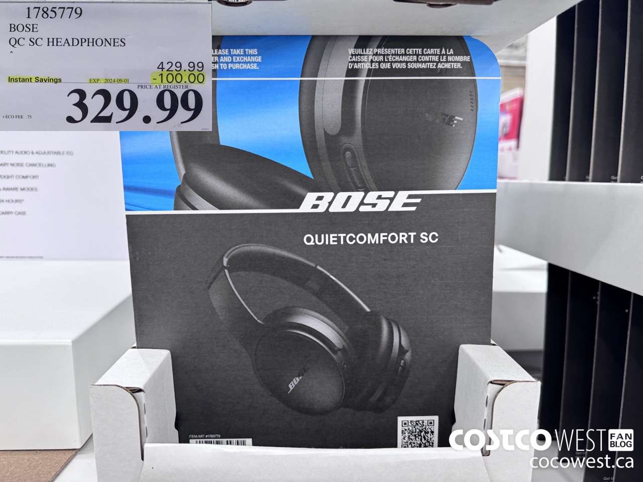 1785779 BOSE QUIET COMFORT OVER-THE-EAR WIRELESS HEADPHONES ($100.00 INSTANT SAVINGS EXPIRES ON 2024-09-01) $329.99