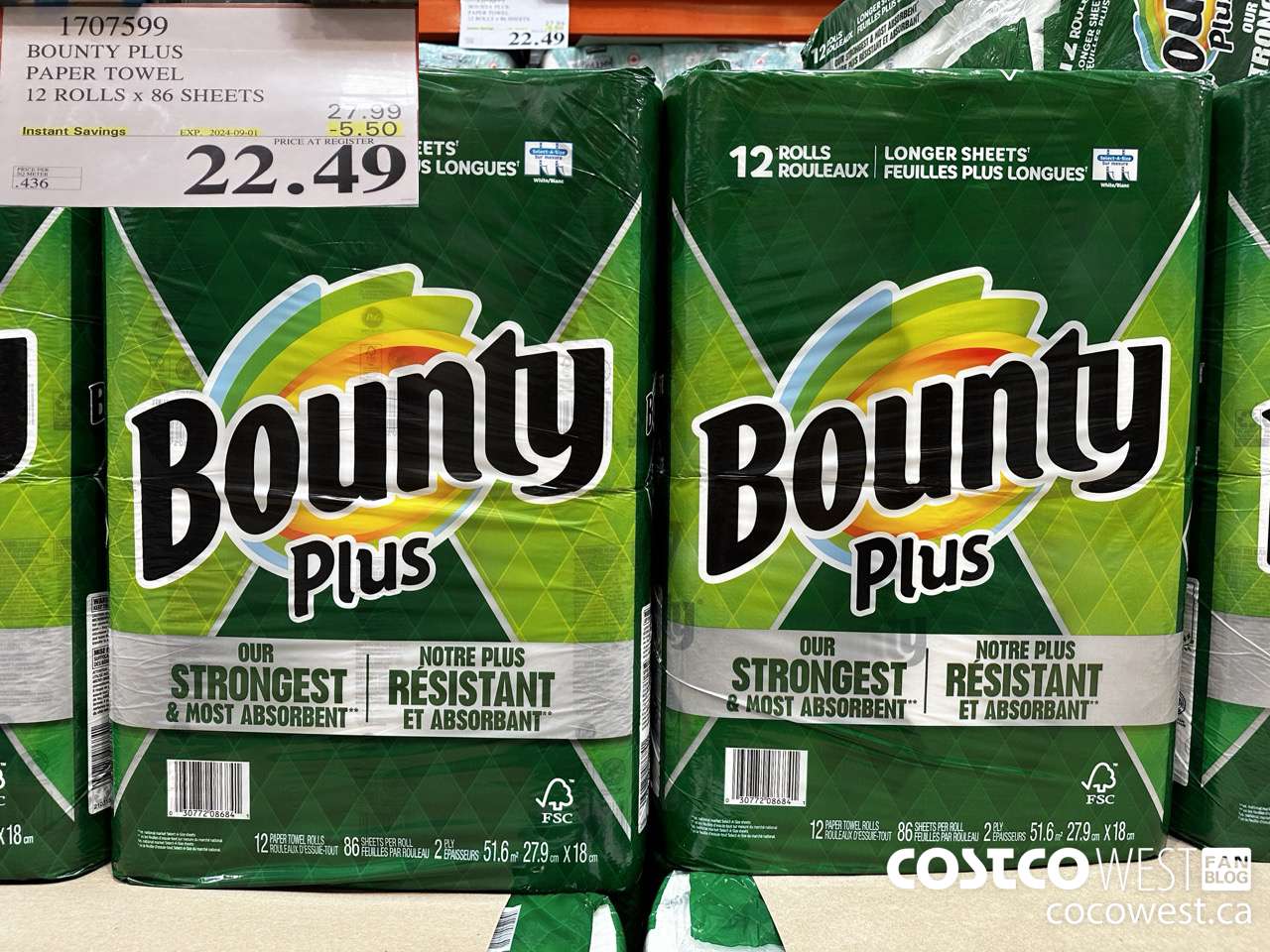 1707599 BOUNTY PLUS PAPER TOWEL 12 X 86 SHEETS ($5.50 INSTANT SAVINGS EXPIRES ON 2024-09-01) $22.49
