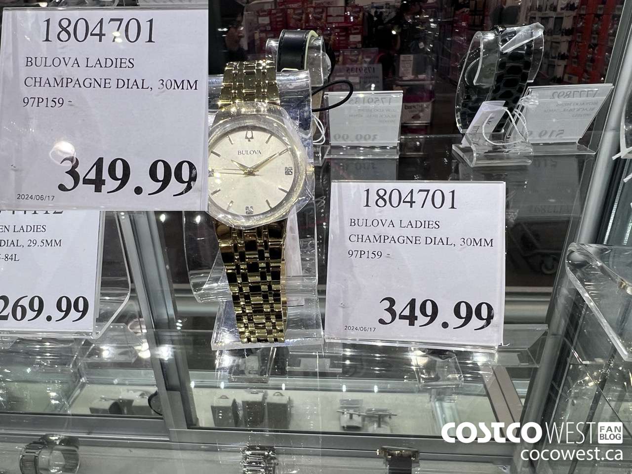 1804701 BULOVA LADIES CHAMPAGNE DIAL, 30MM 97P159 $349.99