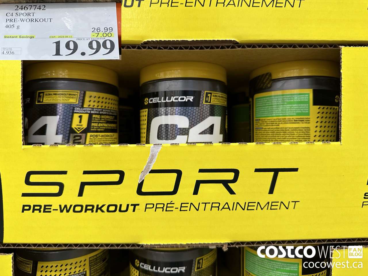 2467742 C4 SPORT PRE-WORKOUT 405 G ($7.00 INSTANT SAVINGS EXPIRES ON 2024-08-11) $19.99