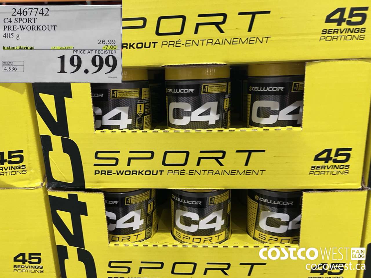 2467742 C4 SPORT PRE-WORKOUT 405 G ($7.00 INSTANT SAVINGS EXPIRES ON 2024-08-11) $19.99