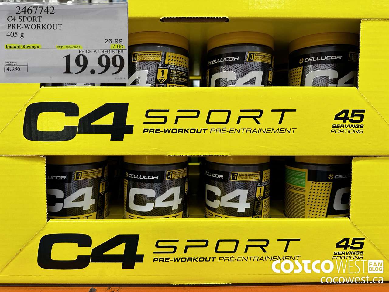 2467742 C4 SPORT PRE-WORKOUT 405 G ($7.00 INSTANT SAVINGS EXPIRES ON 2024-08-25) $19.99