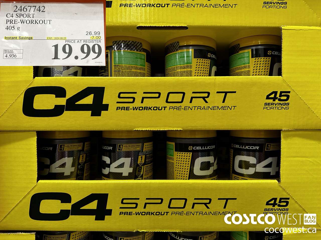 2467742 C4 SPORT PRE-WORKOUT 405 G ($7.00 INSTANT SAVINGS EXPIRES ON 2024-08-25) $19.99