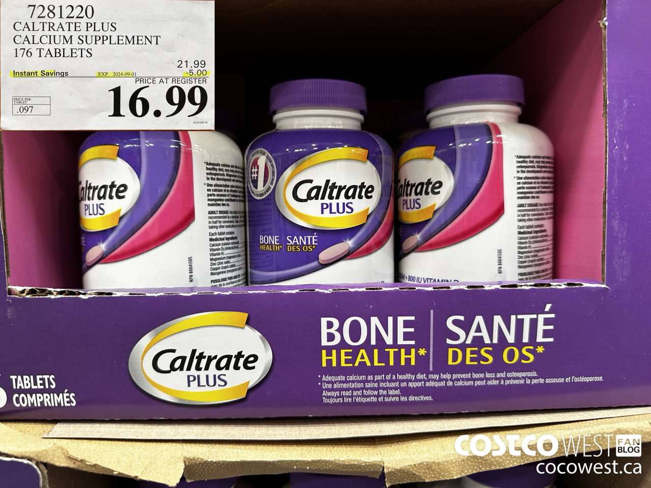 7281220 CALTRATE PLUS CALCIUM SUPPLEMENT 176 TABLETS ($5.00 INSTANT SAVINGS EXPIRES ON 2024-09-01) $16.99