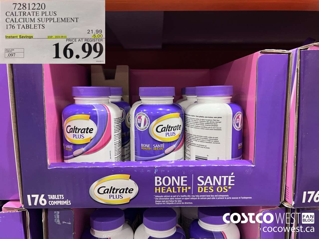 7281220 CALTRATE PLUS CALCIUM SUPPLEMENT 176 TABLETS ($5.00 INSTANT SAVINGS EXPIRES ON 2024-09-01) $16.99