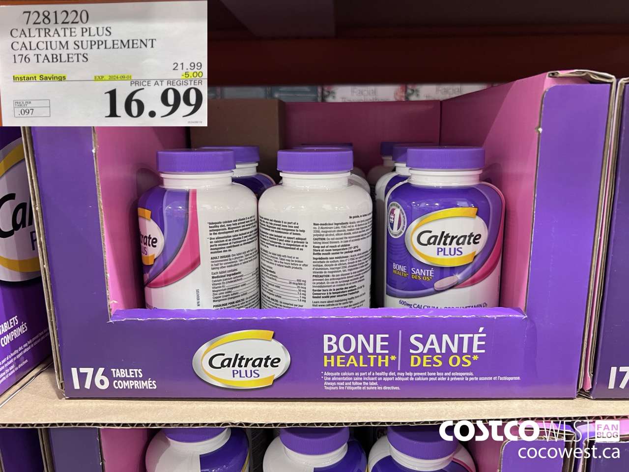 7281220 CALTRATE PLUS CALCIUM SUPPLEMENT 176 TABLETS ($5.00 INSTANT SAVINGS EXPIRES ON 2024-09-01) $16.99