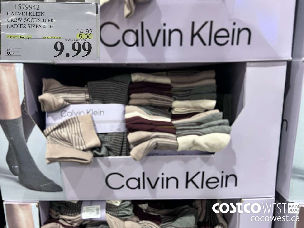 1579942 CALVIN KLEIN CREW SOCK 10PK LADIES SIZES 4-10 ($5.00 INSTANT SAVINGS EXPIRES ON 2024-08-18) $9.99